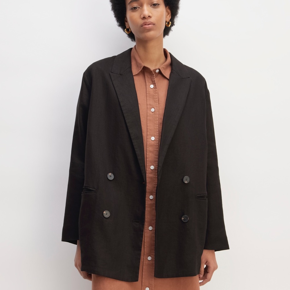 Everlane Black linen Double-Breasted Women's blazer